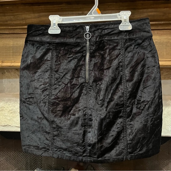 Free People Black Velvet Retro Mini Skirt - Picture 11 of 13